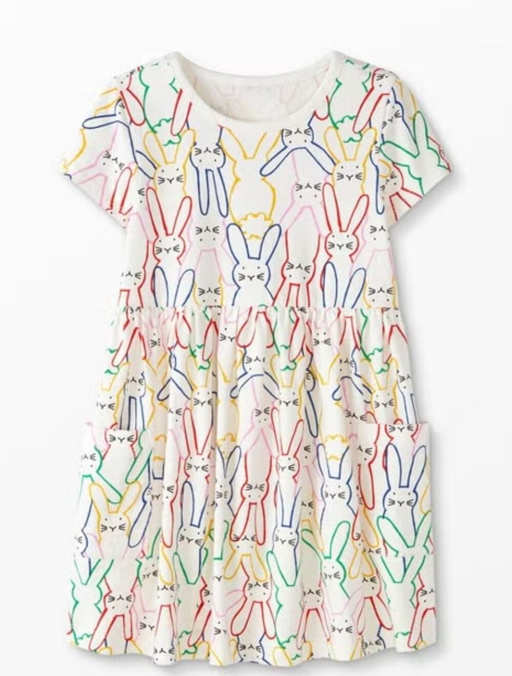 Hanna Andersson Girls 10 Bunch of Bunnies Pocket Play Dress